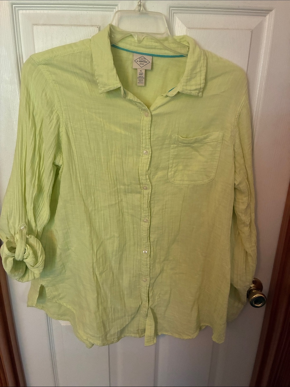 St. John's Bay Light Lime Button-Down Collared Shirt